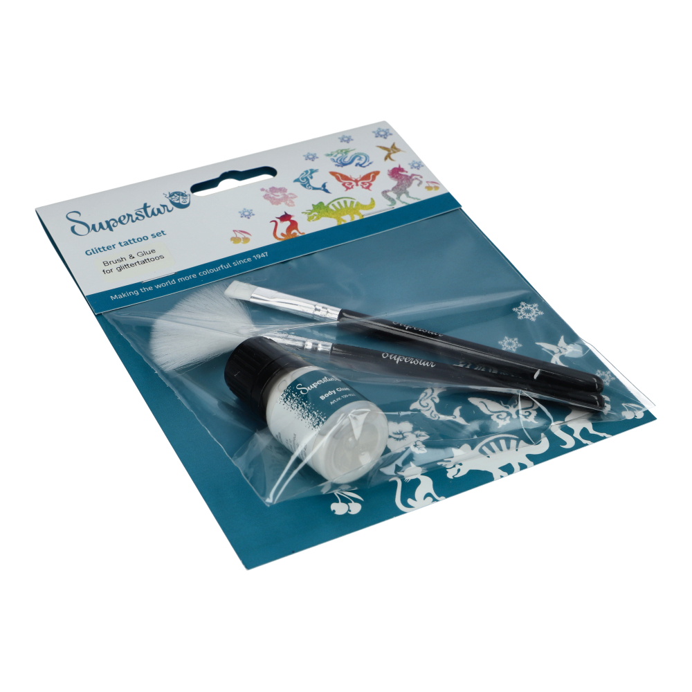 Set Lipici de corp si 2 pensule pentru tatuaje cu sclipici