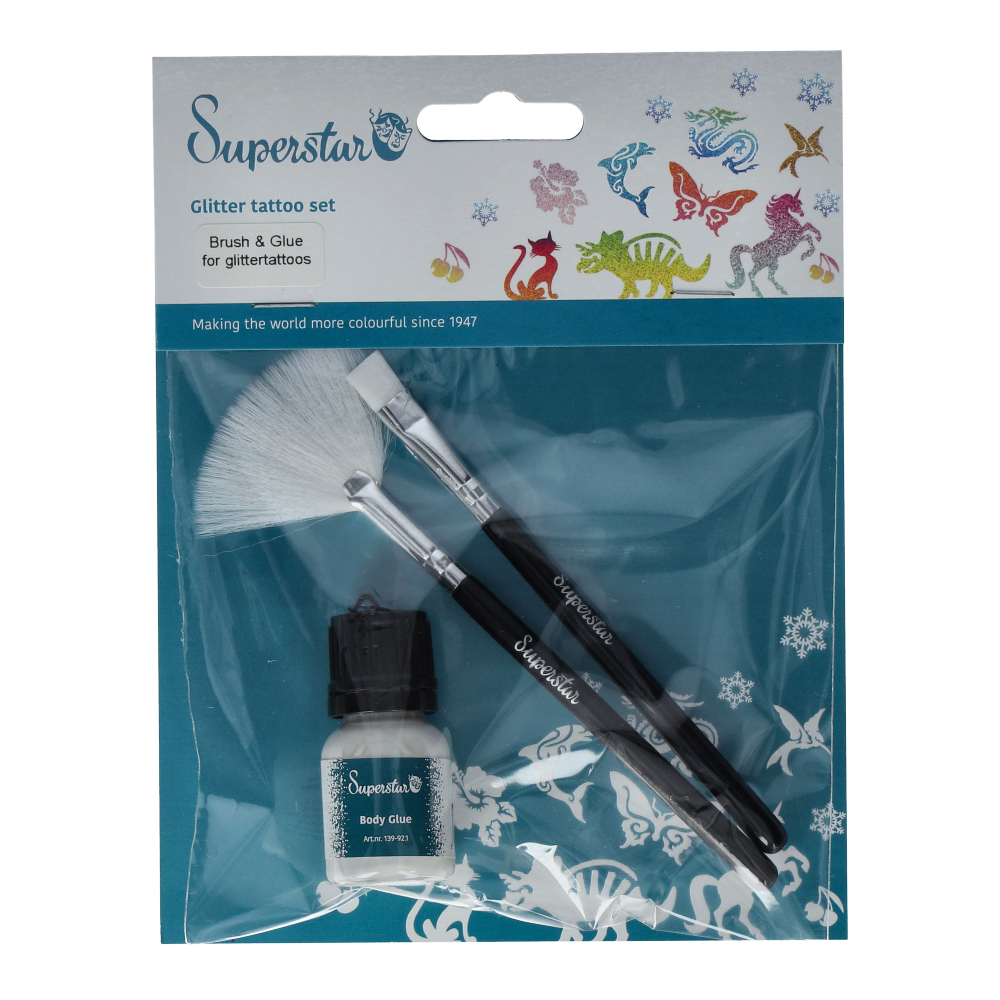 Set Superstar Lipici de corp si pensule pentru tatuaje cu sclipici